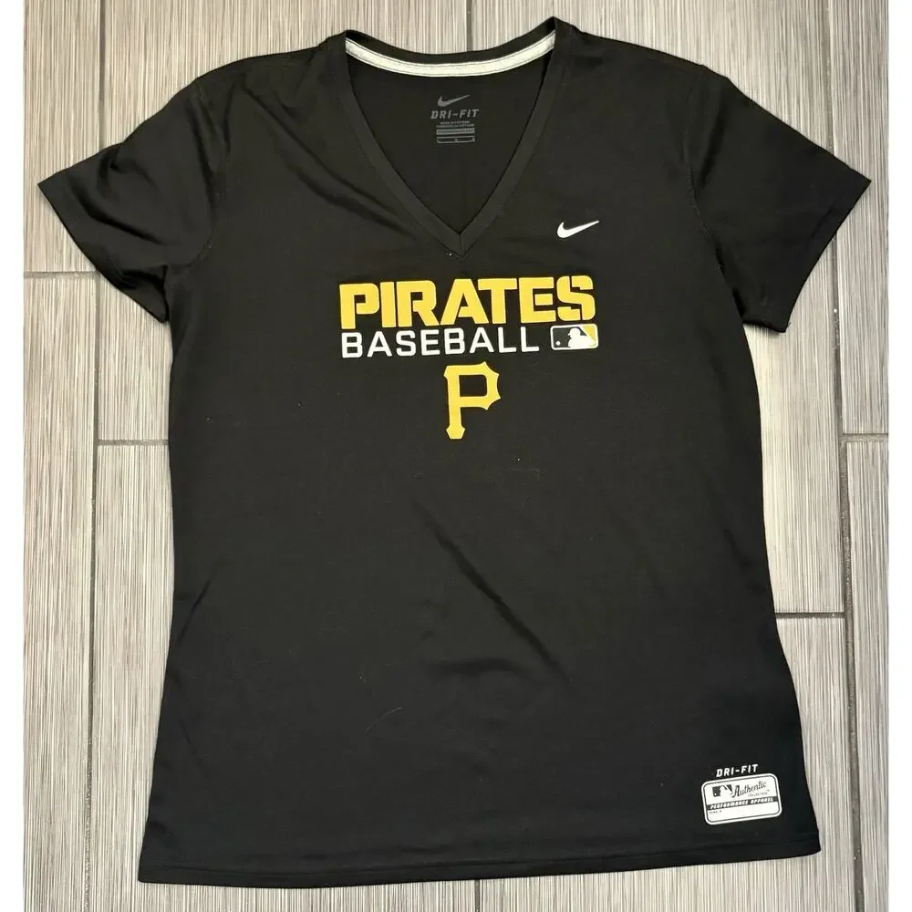 Pittsburgh Pirates Nike Black Vneck Short Sleeve T-Shirt Women’s Large